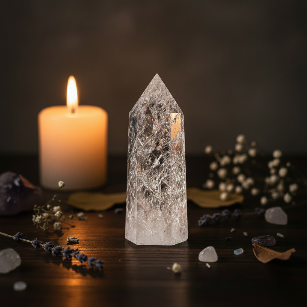 Limitless Manifestation Ice Quartz Point