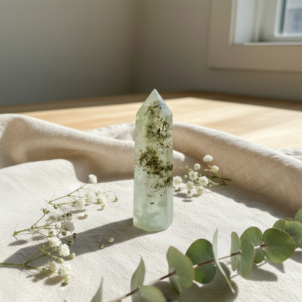 Prehnite with Epidote Tower
